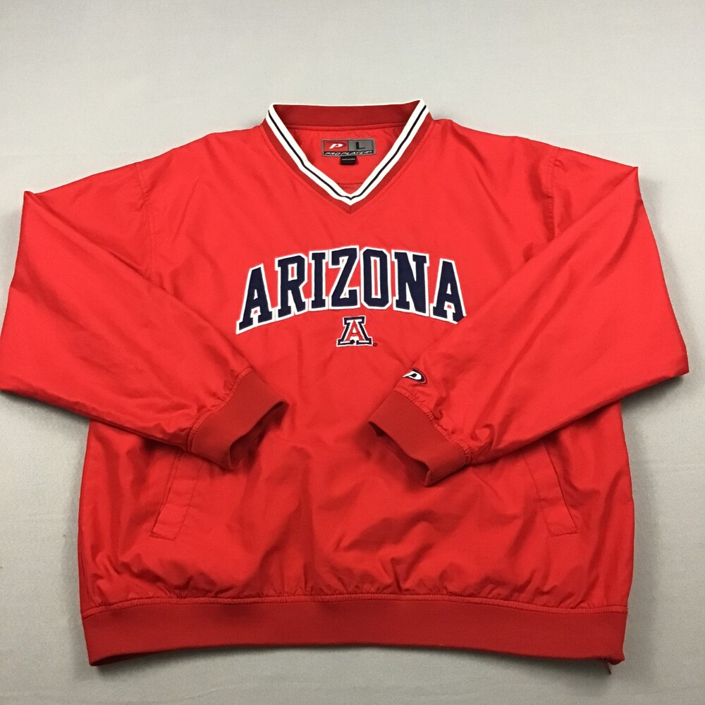 Arizona Wildcats Jacket Men Large Red Spell Out Pro Player Pullover Windbreaker